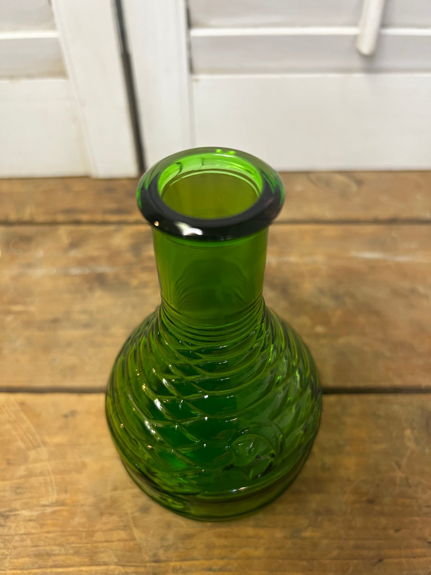 Moon and stars green glass bottle