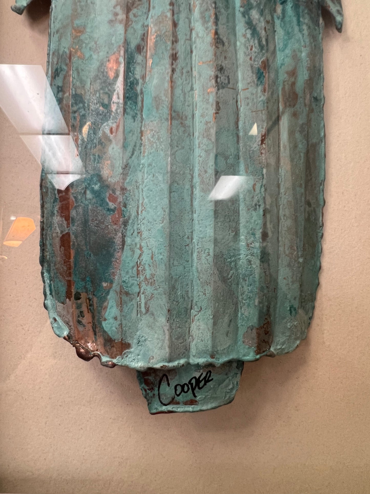 Bob Cooper Crow Kachina Copper Art in Shadow Box Signed