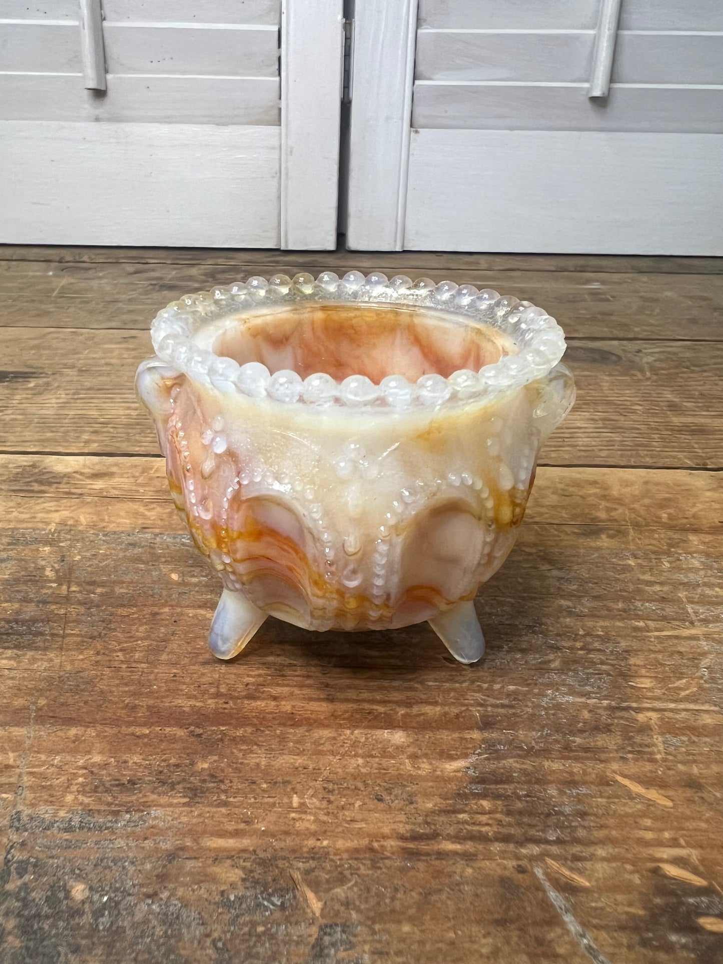 Vintage Degenhart Glass Mini Gypsy Cauldron Pot/Toothpick Holder/ Art Glass