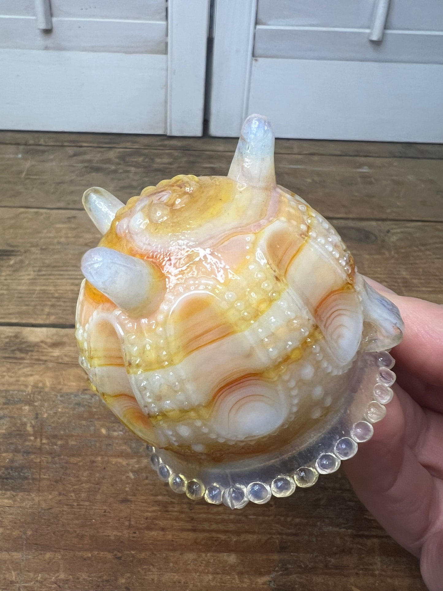Vintage Degenhart Glass Mini Gypsy Cauldron Pot/Toothpick Holder/ Art Glass