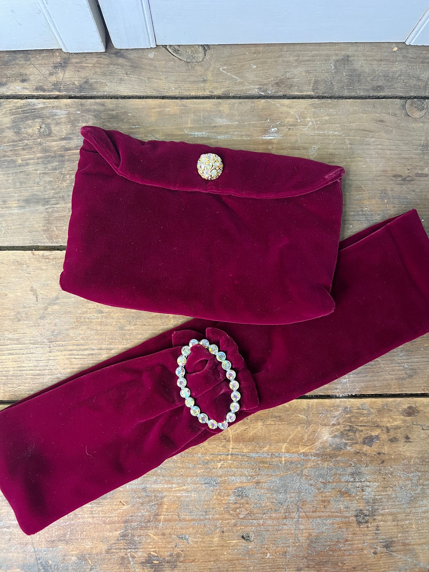 Vintage velvet handbag and matching belt