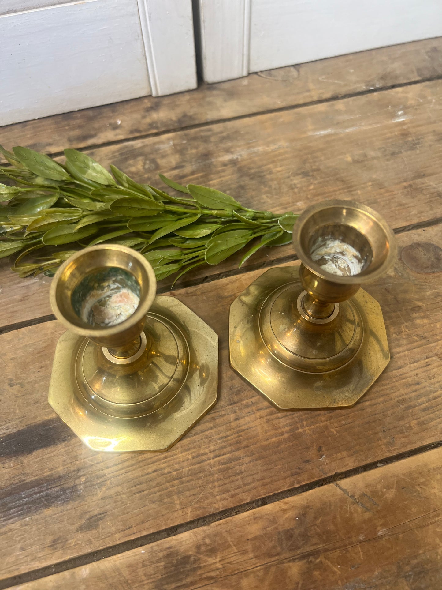 Vintage brass candlestick pair