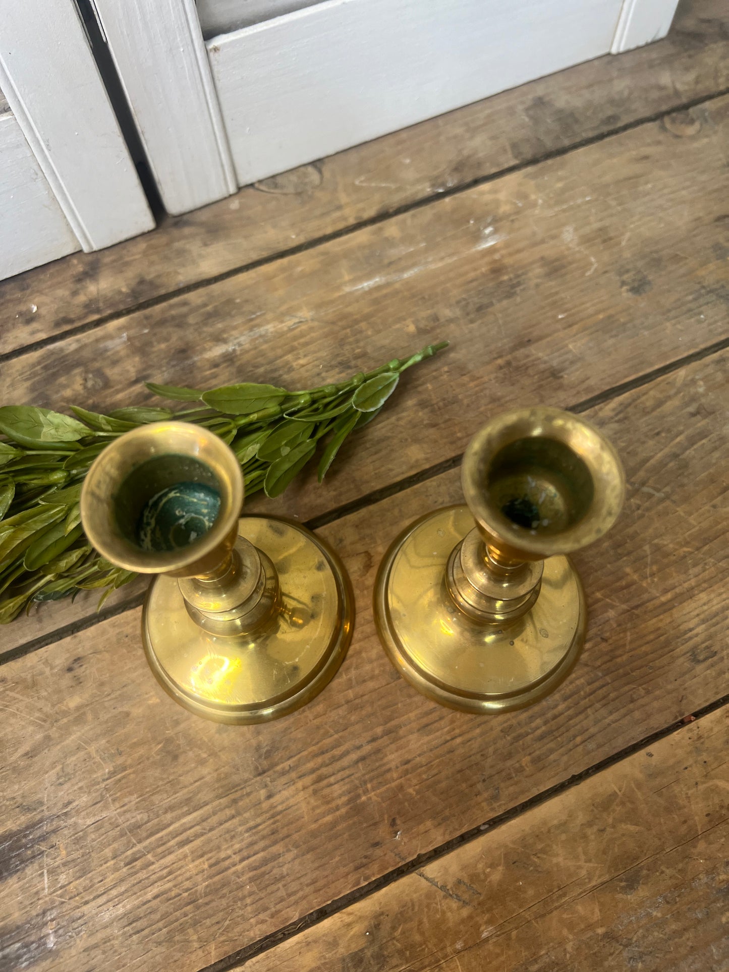 Vintage brass candlestick pair