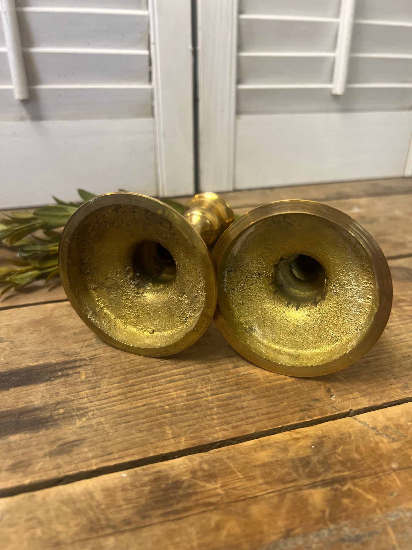 Vintage brass candlestick pair