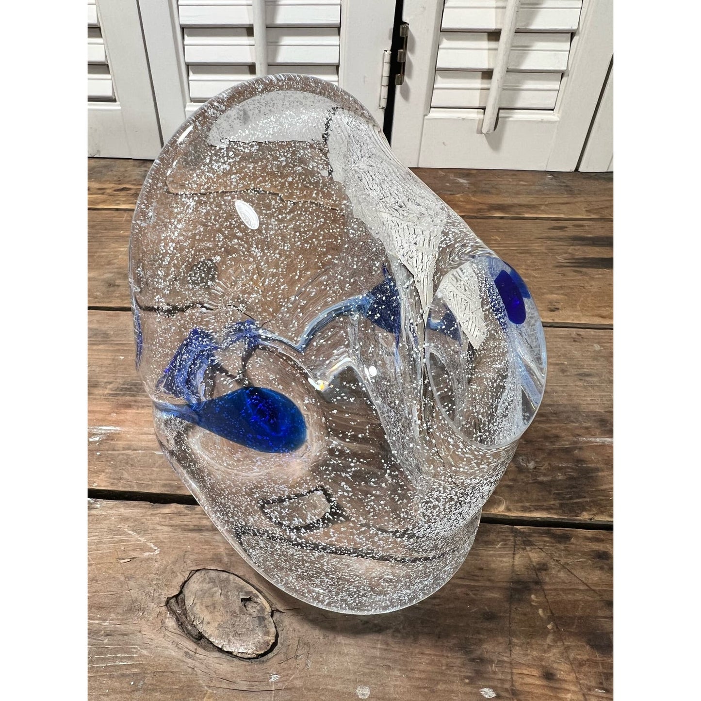 Hand blown Art glass basket