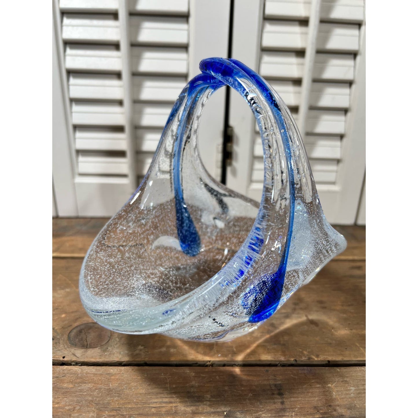 Hand blown Art glass basket