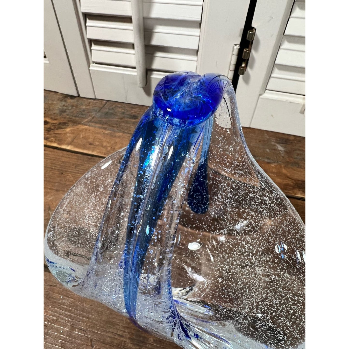 Hand blown Art glass basket