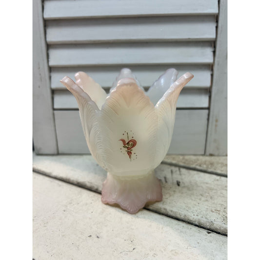 Vintage Handpainted Fenton Votive Holder signed by artist