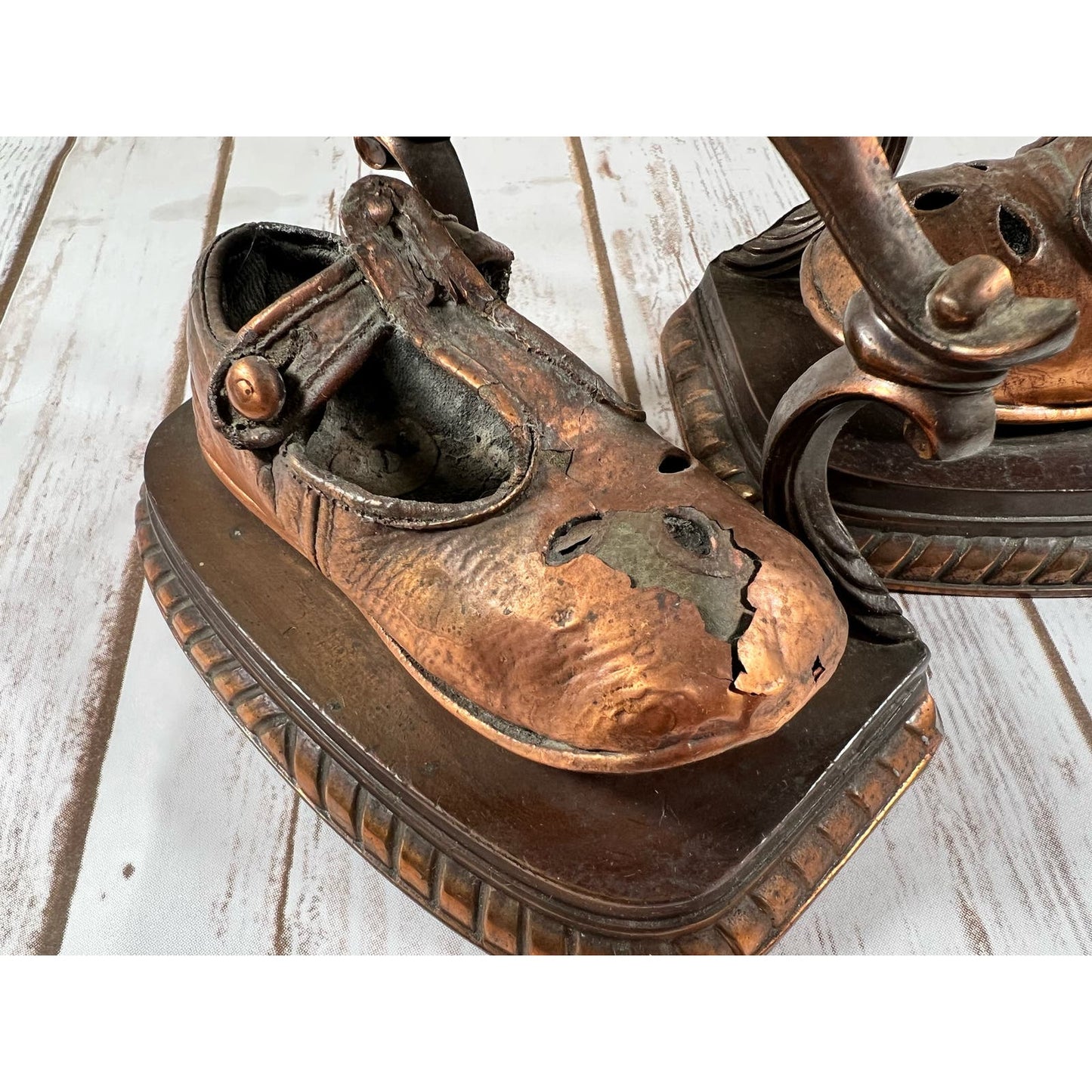 Vintage Bronze baby shoe bookends