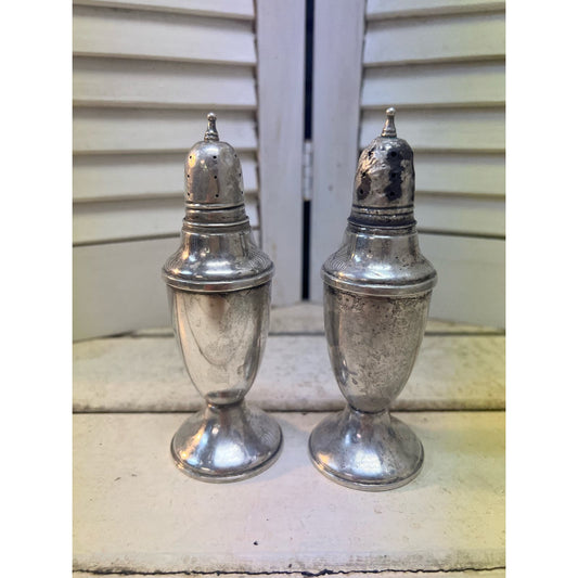sterling with glass insert salt and pepper shakers