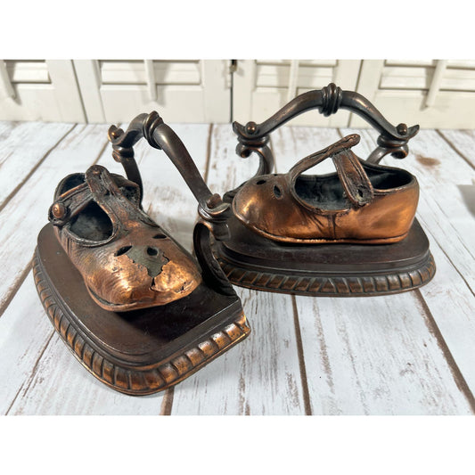 Vintage Bronze baby shoe bookends