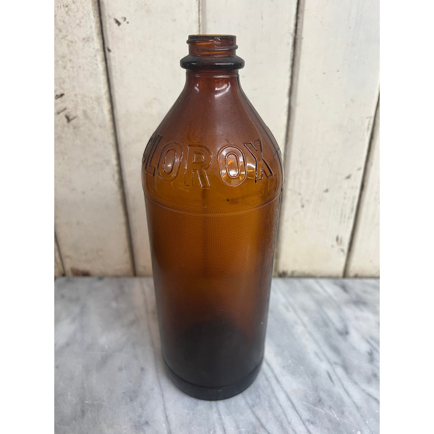 Vintage amber glass, Clorox bottle