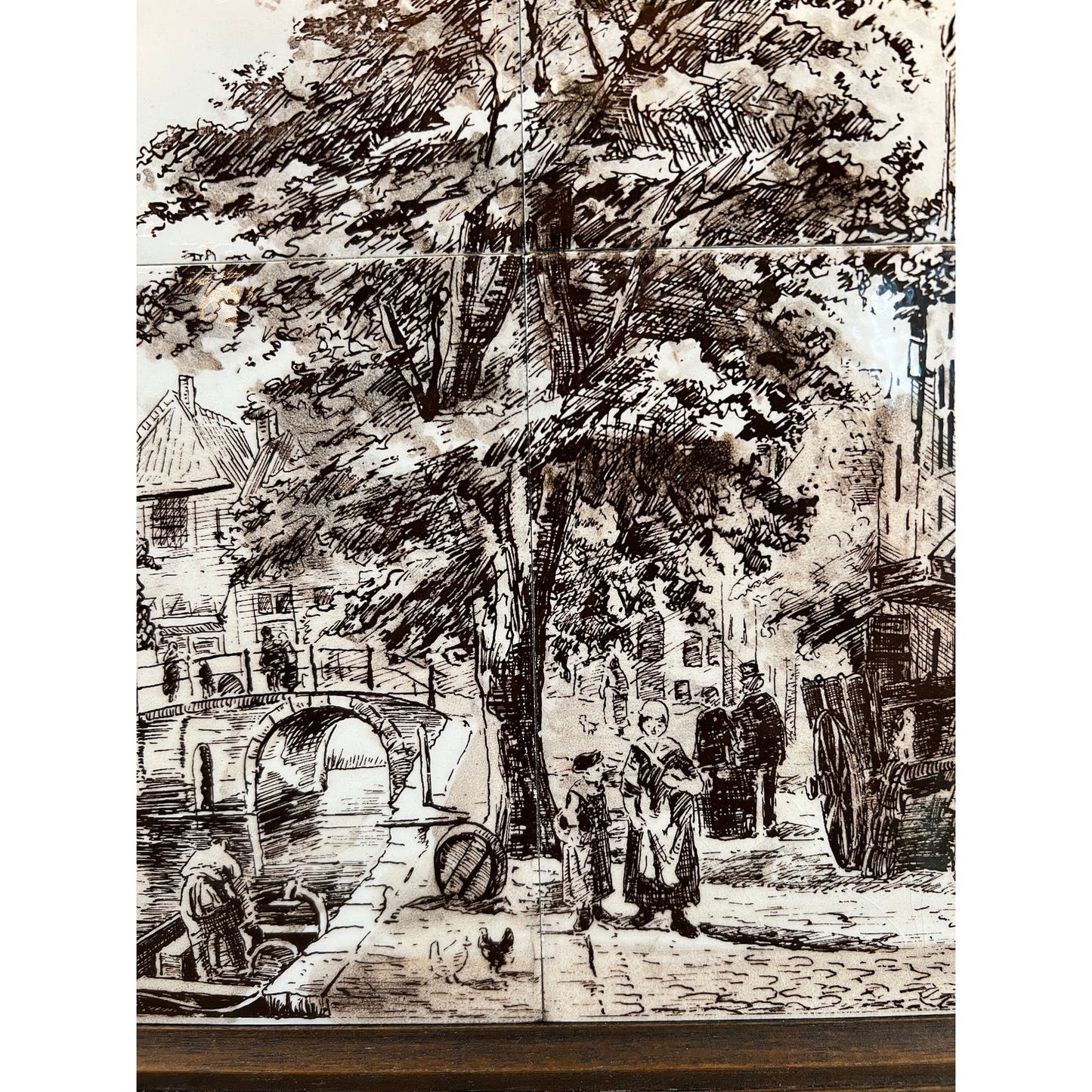 Vintage Delft tile framed wall art