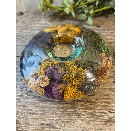 dried floral glass tealight/votive holder/ Clos D’ Aguzon/ Made in France/ cottage style/cottage core/boho