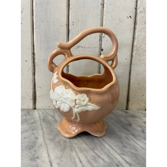 Weller Pottery Cameo with White Rose Planter Bowl with Handle Vintage