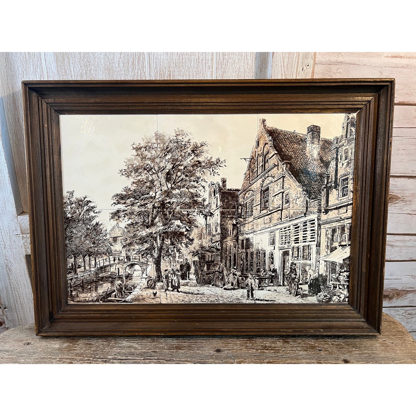 Vintage Delft tile framed wall art