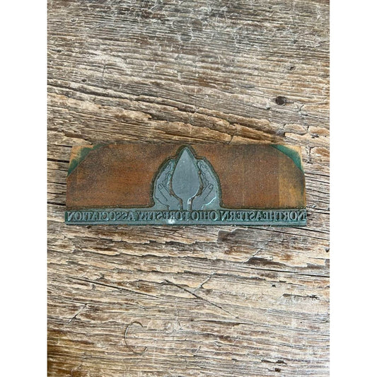 large vintage letterpress printing block/ vintage advertisting/ northeast ohio forestry association