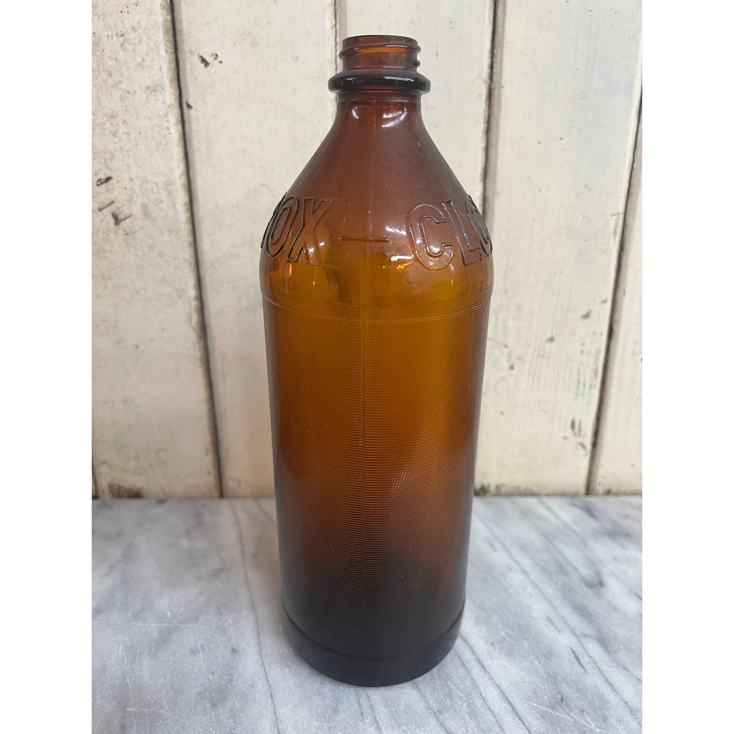 Vintage amber glass, Clorox bottle