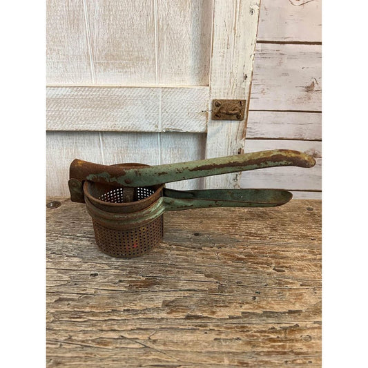 Vintage 1950’s Potato Ricer Old Green Paint/ Rustic Kitchen Decor/ Farmhouse Kitchen