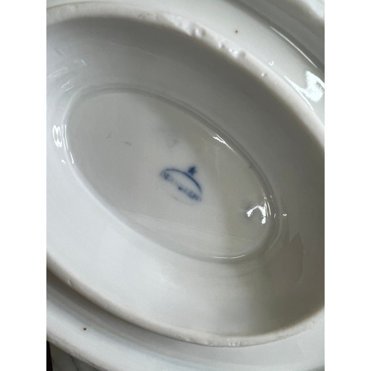 Late 19th Century Meissen Porcelain Blue Onion Gravy Dish