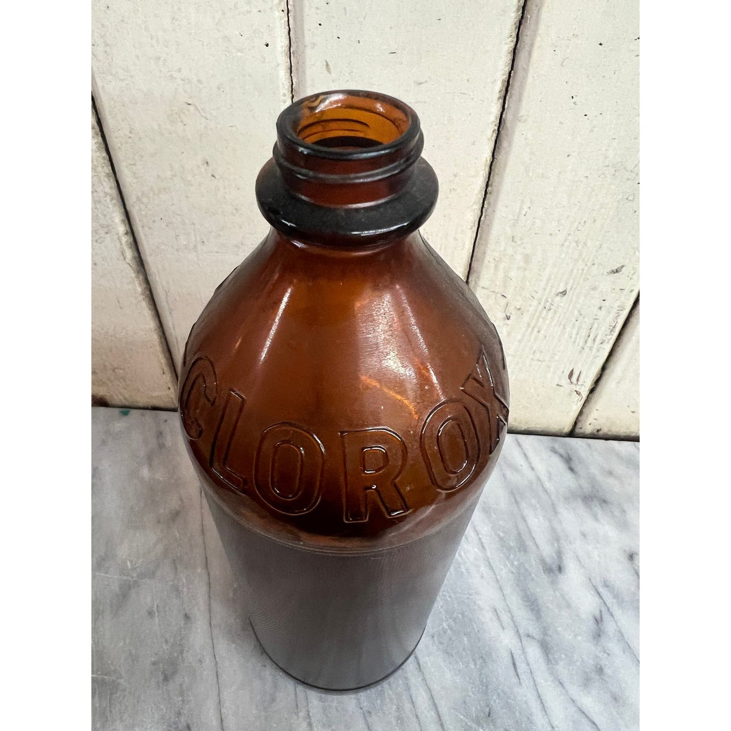 Vintage amber glass, Clorox bottle