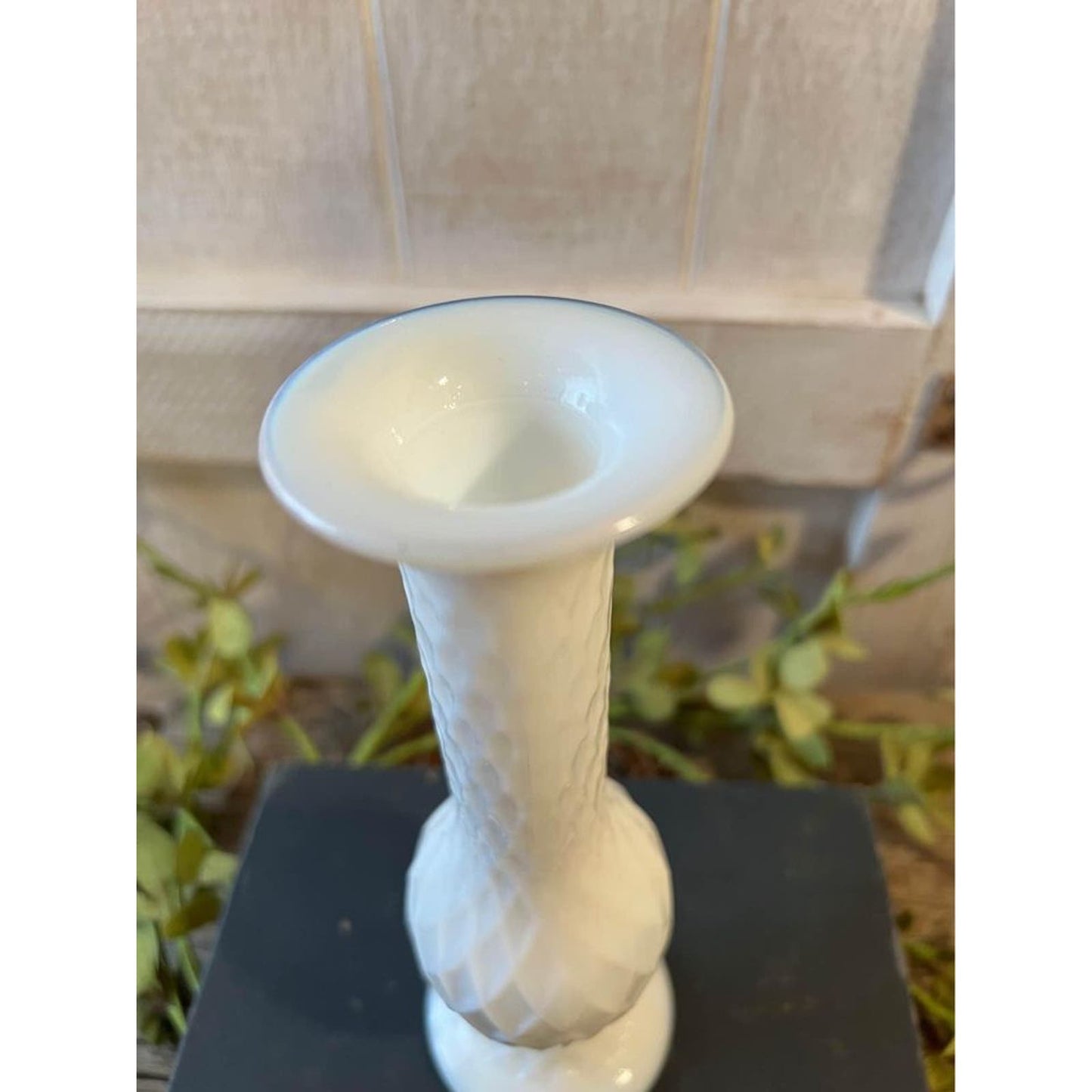 vintage e.o. brody milk glass vase