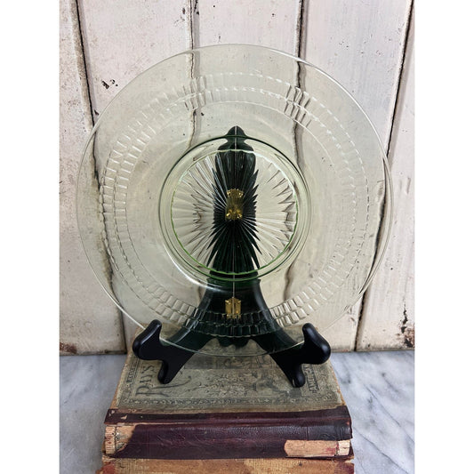 Vintage green depression glass plate