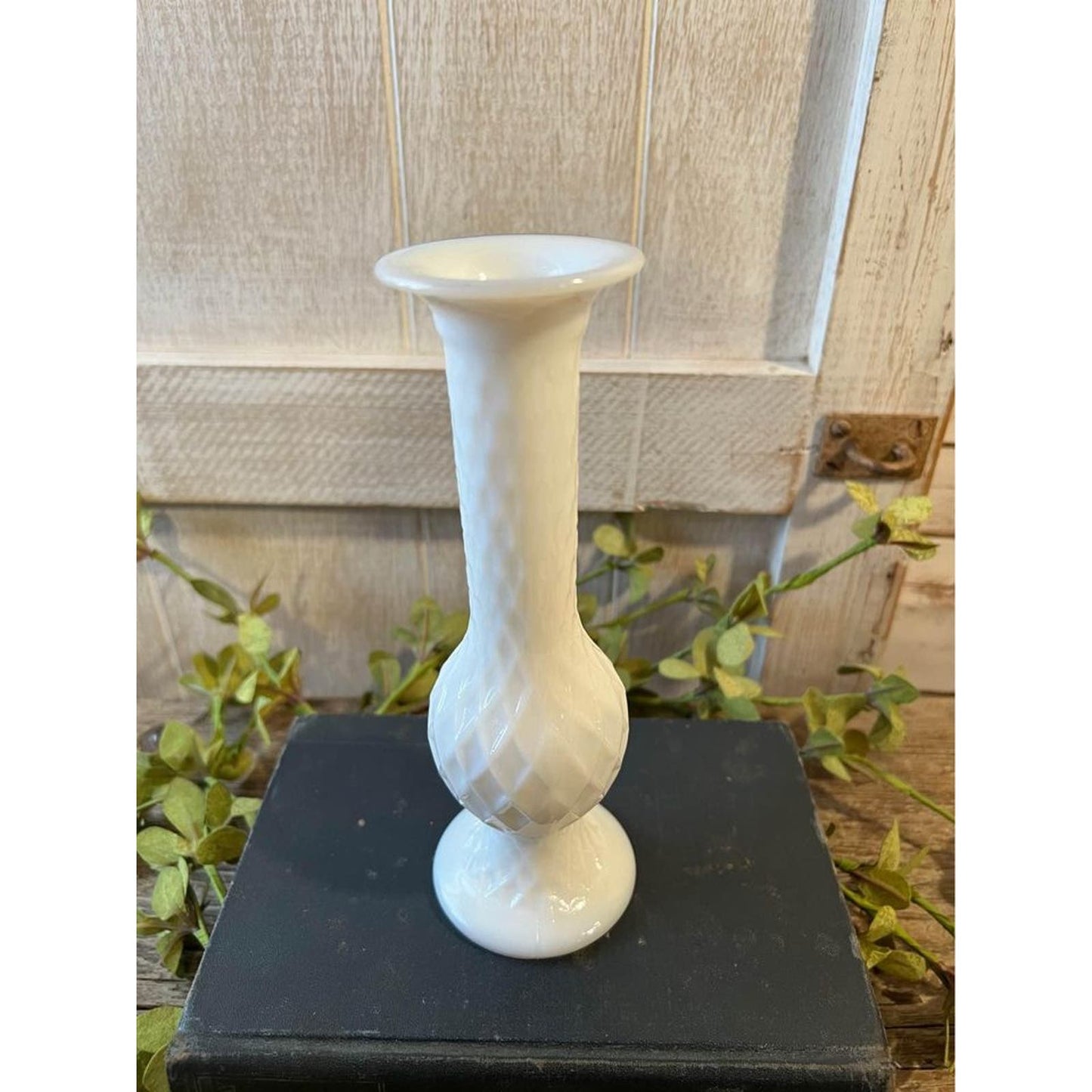 vintage e.o. brody milk glass vase