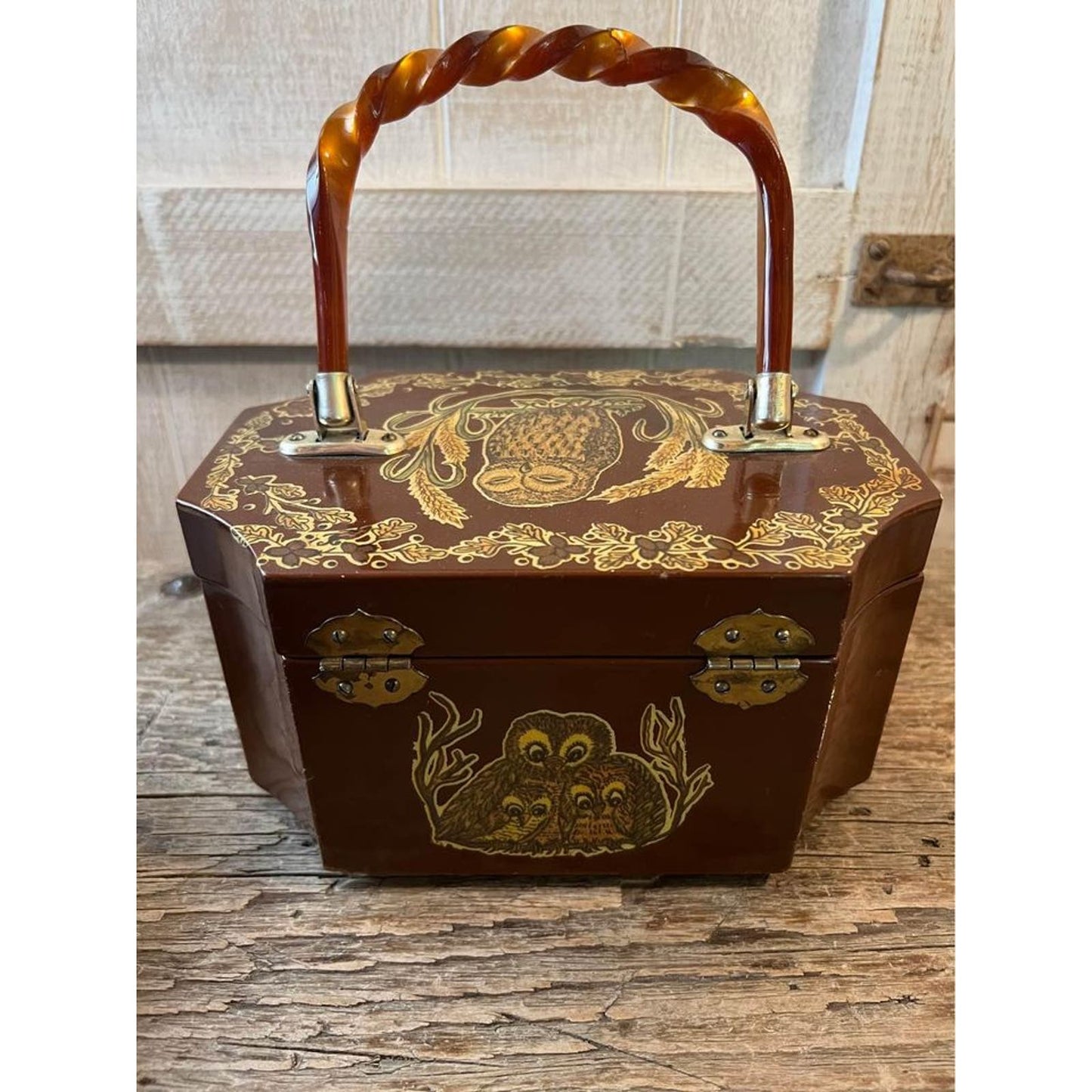 vintage 60’s decoupaged wood purse