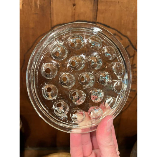 Vintage Large 19 Hole Glass Flower Frog/Floral Organizer
