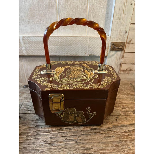 vintage 60’s decoupaged wood purse