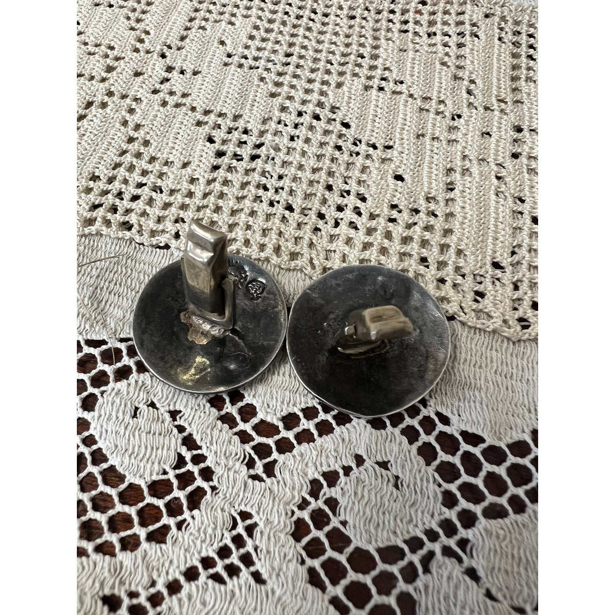 Vintage sterling silver with abalone Taxco Mexico cuff links