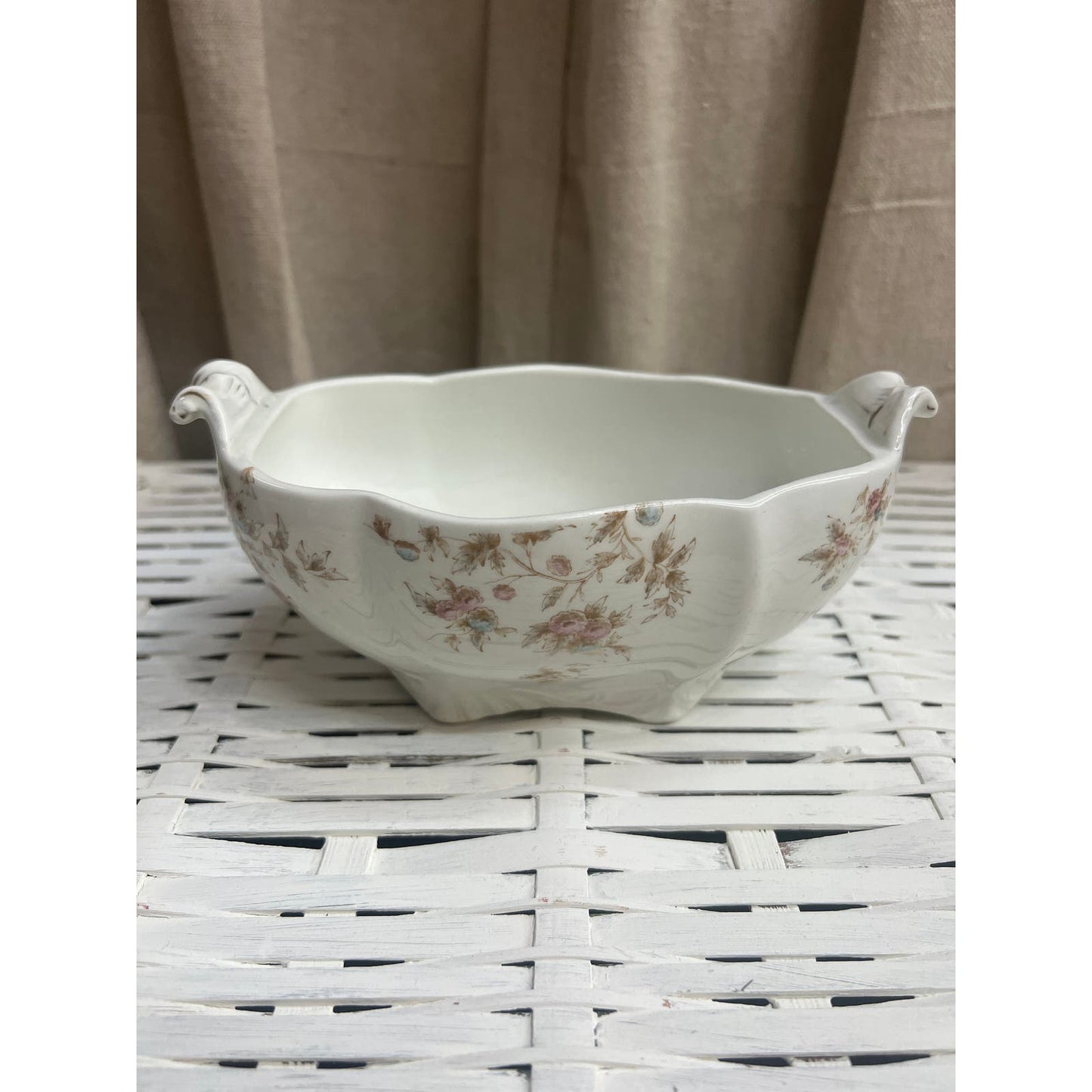 Antique Johnson Bros England Ironstone Floral transfer ware small serving dish